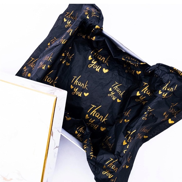NEW⭐️ 100 sheets of tissue paper- PREMIUM BLACK with gold thank you - Picture 5 of 5